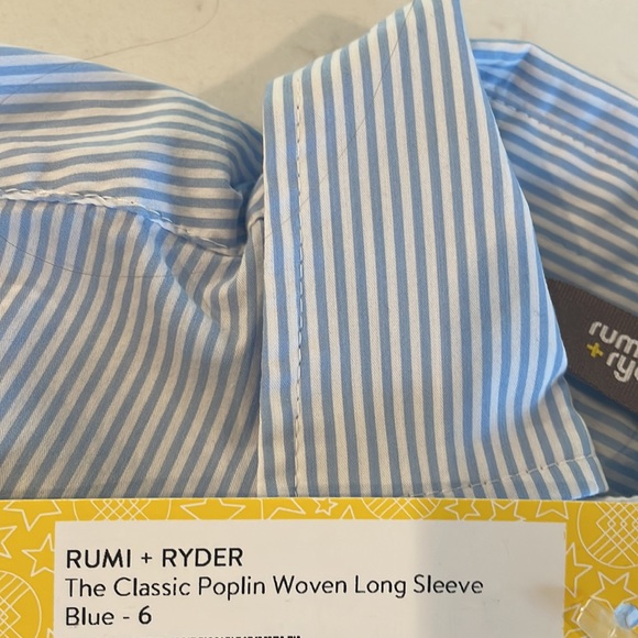 NWT Boys Size 6 Rumi + Ryder Blue and white Long Sleeve Button Down - Picture 4 of 4